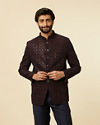 Dark Blue Dark Brown Sequin Embellished Jodhpuri Suit